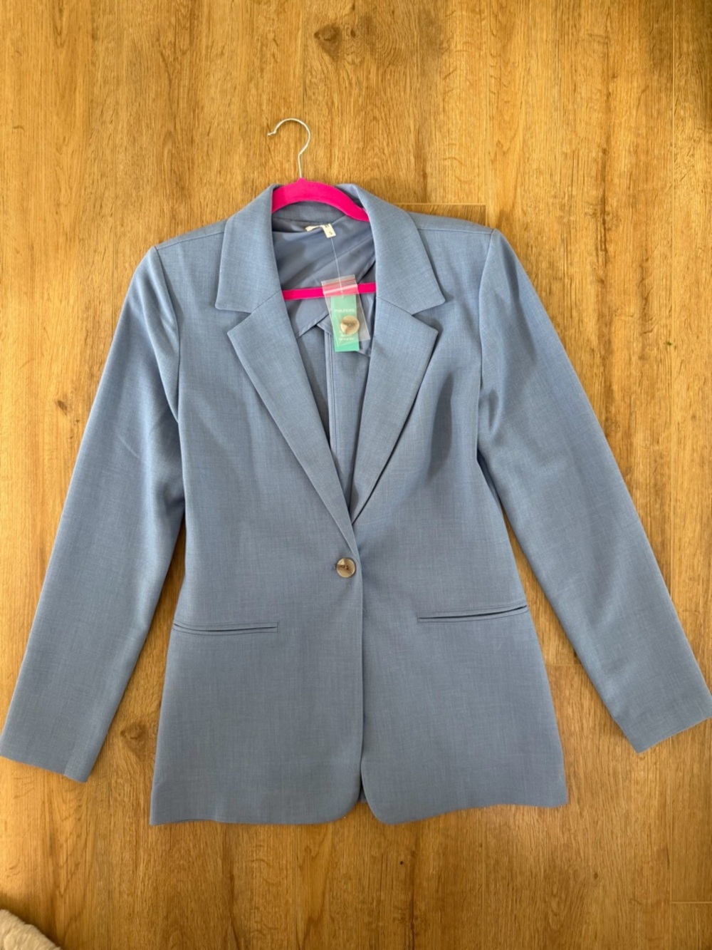 Woven Single-Button Light Blue Women's Blazer